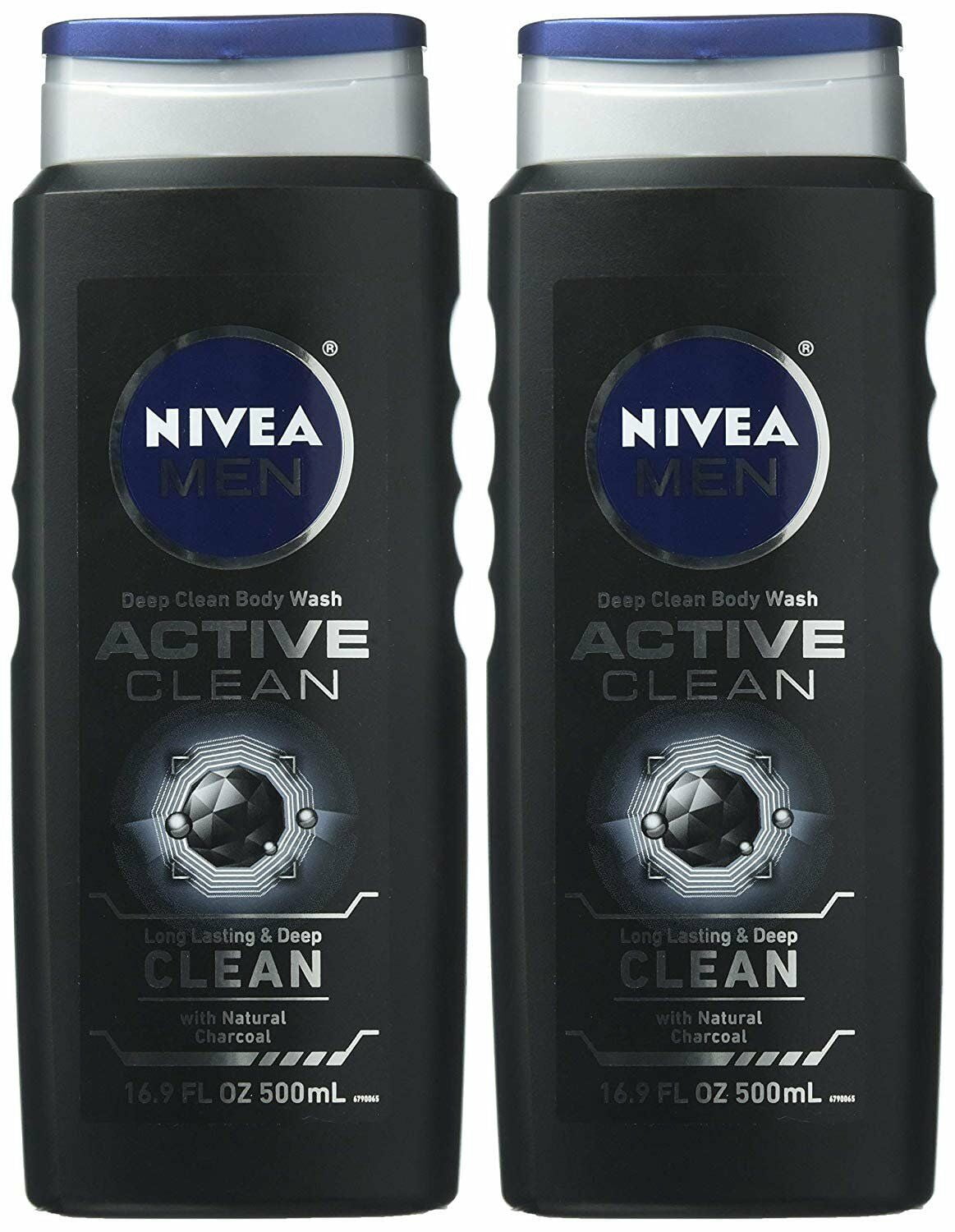 NIVEA FOR MEN Body Wash Active Clean 16.9oz Pack of 2