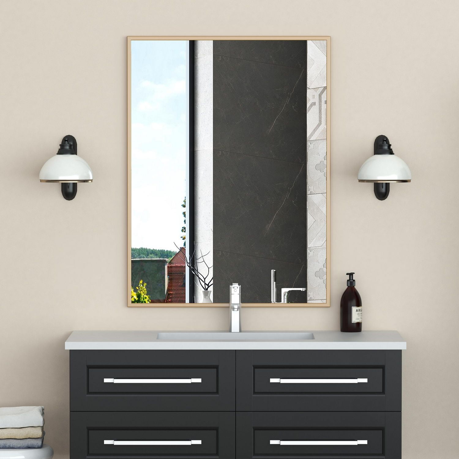 A&E Bain et Douche Tashi Or 30x40 Miroir
