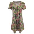 thumbnail image 4 of Wycnly Dresses for Women Beach Fashion Loose Swing Tunic Tshirt Midi Sun Dresses V-Neck Short Sleeve Floral Print Summer Knee-Length Formal Dress Green m, 4 of 4