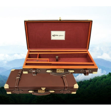 TKL Outdoors Brown Leather Side By Side Shotgun Case A9068