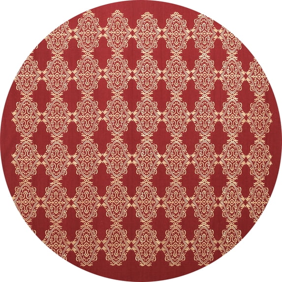 Ahgly Company Indoor Round Abstract Brown Contemporary Area Rugs, 7' Round