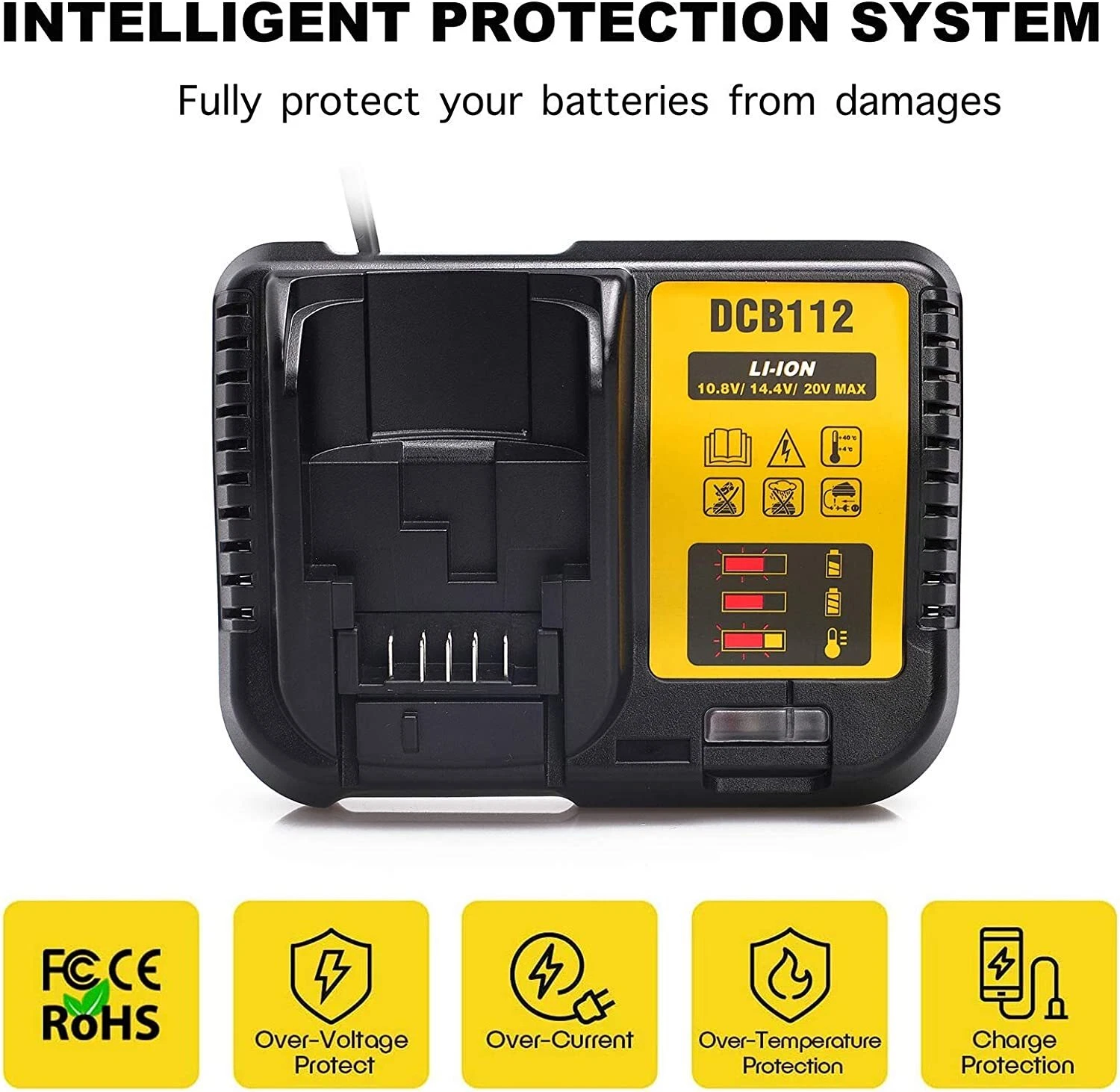 for Dewalt DCB112 12V-20V Li-Ion Battery Charger DCB101 DCB105 DCB107 DCB115