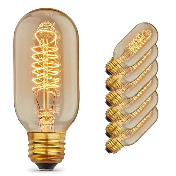 Vintage Edison Bulbs with Spiral Filament, 60W Dimmable E26/E27 T45