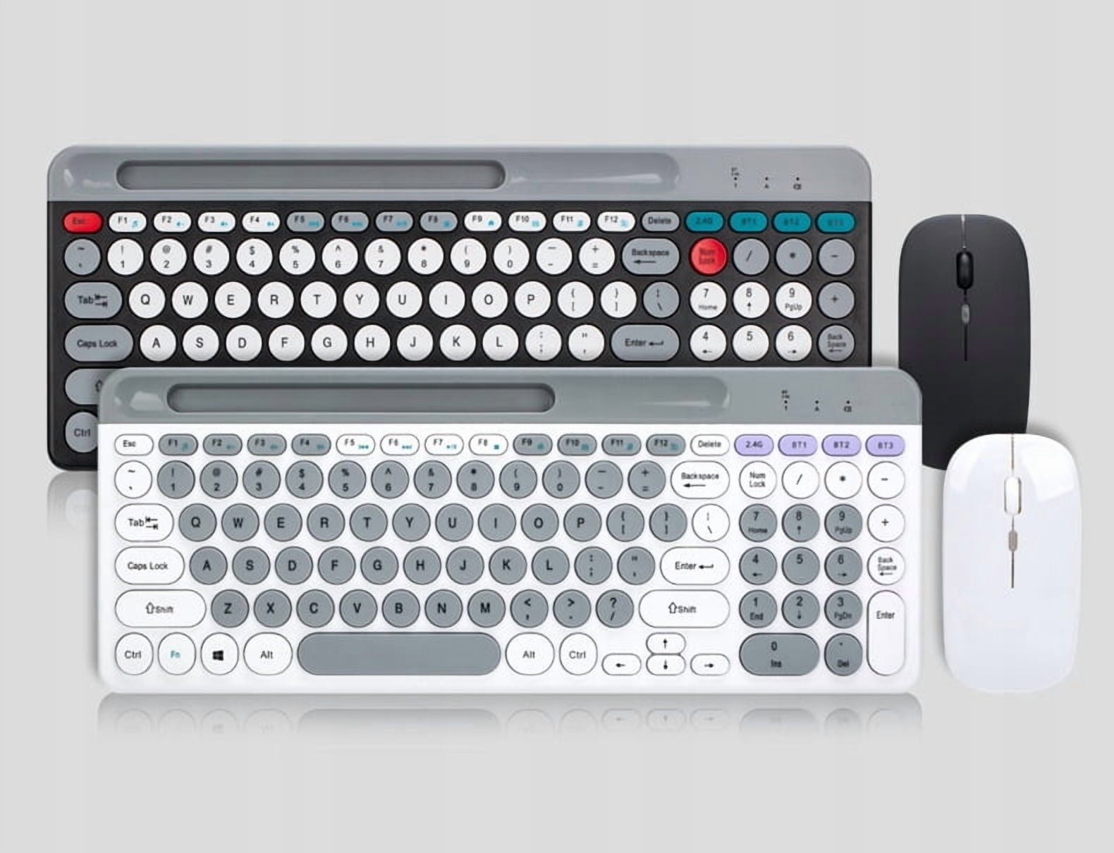 ZYG-806 Macaron Dual-mode Wireless Bluetooth Keyboard and Mouse Set Punk Style Round Keycaps Charging Keyboard and Mouse