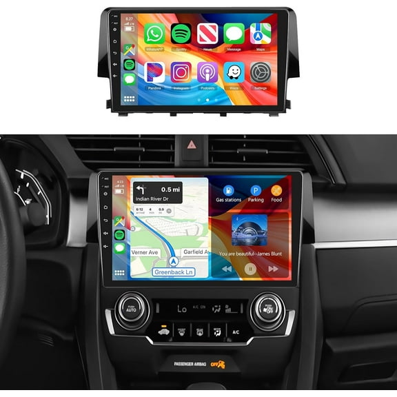 Podofo 2G 64G for Honda Civic 2016-2020 Radio,【Android 13 Build-in DSP EQ】 Car Stereo with 5.0Bluetooth,Wireless Carplay Android Auto,9inch IPS Touch Screen,IP69k Backup Camera,26UIs,GPS Chip,FM/RDS