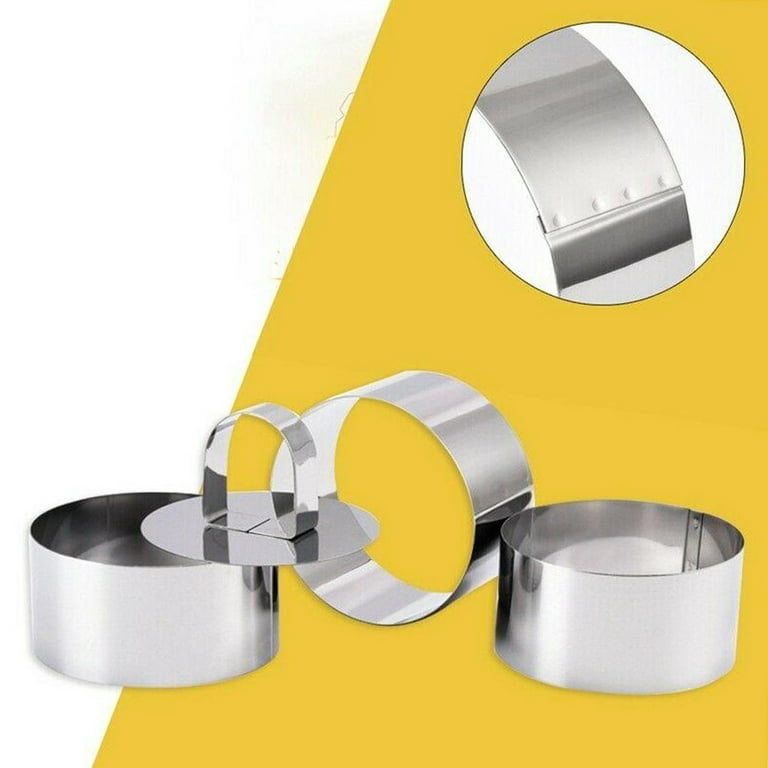 HUINF Ring Molds for Baking,4 Pack Stainless Steel 3.15x1.57 inch Ring Mold  for Cooking with Pusher,Professional Pastry Mousse Round Small Cake Ring  for Baking in 2023