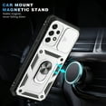 thumbnail image 6 of Rugged for Samsung Galaxy A53 5G Case with Camera Lens Sliding Cover Protective Phone Case with Rotated Ring Holder Stand, Heavy Duty Shockproof Magnetic Car Mount Case for Galaxy A53 5G, White+Black, 6 of 11