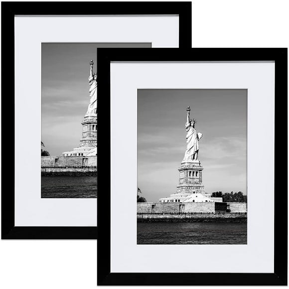 AmPm 11x17 Picture Frame Black Poster Frame,Display Pictures 8x12 with Mat or 11x17 Without Mat,Wall Gallery Photo Frames,2 Pack