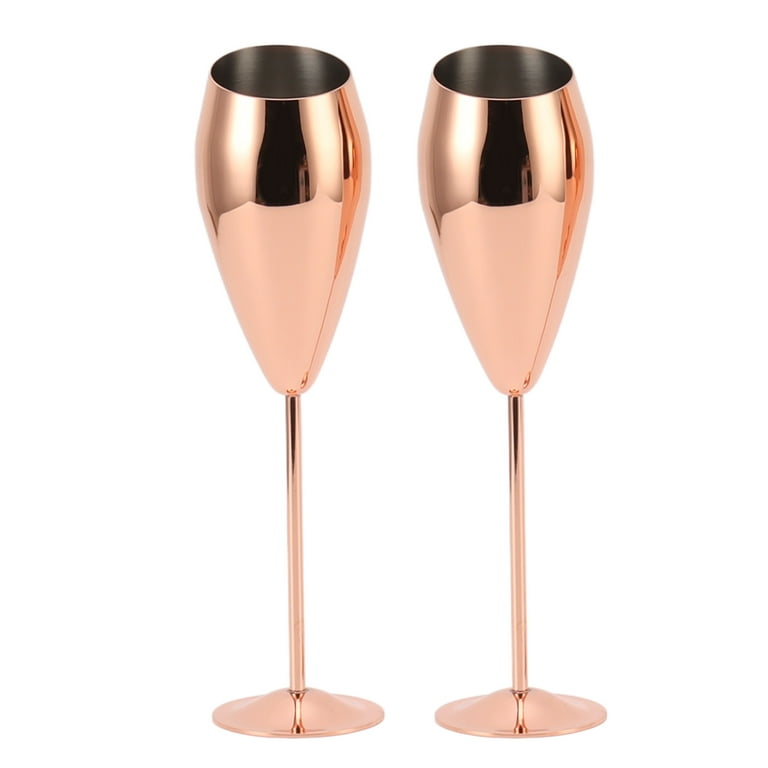 Copper Champagne Flutes, Sturdy Thick Bottom Copper Champagne Flutes Set  2pcs Stainless Steel For Bar 