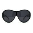 thumbnail image 2 of Womens Large Shield Round Elegant Designer Diva Sporty Plastic Sunglasses All Black, 2 of 4