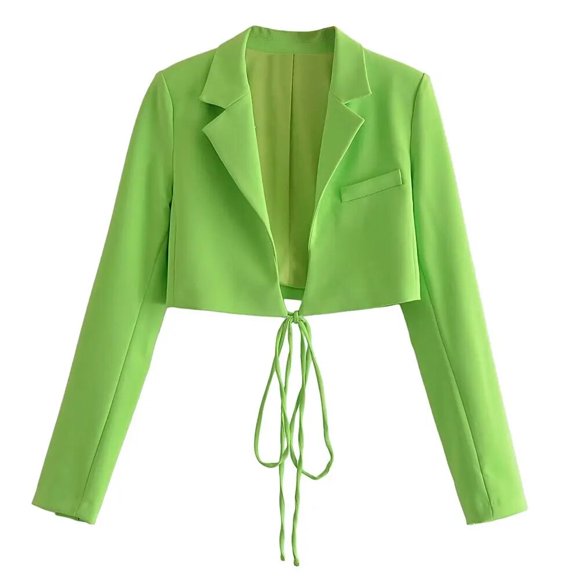 Two Piece Set Women Suits Solid Lace Up Blazer And Mini Skirt Elegant High Fashion Chic Lady Female Blazer Suits - Blazer / XS