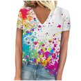 thumbnail image 2 of Yuwull Women's Tie-Dye Printed V-Neck Short Sleeve Casual T-Shirt Tops Summer V-Neck Tops/Shirts Tee, 2 of 5