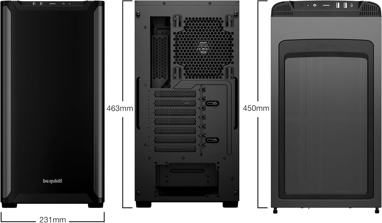 Pure Base 501 Black ATX Case | 2 Preinstalled Pure Wings 3 140mm PWM Fans | Optimized Air Pressure | Compact PC Case | Vertical GPU Installation | USB 3.2 Gen. 2 Type C | BG073