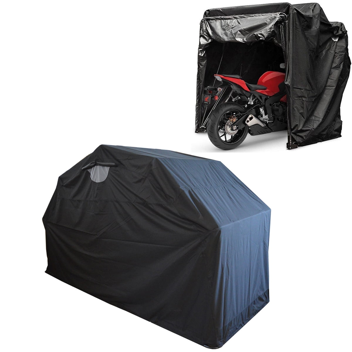 INTSUPERMAI Large Motorcycle Storage Cover Tent Black Portable Garage