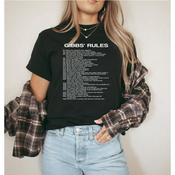 Gibbs Rules NCIS TV Show Leroy Jethro Fan Quote Black T Shirt Gift, for men & women, up to size 5XL