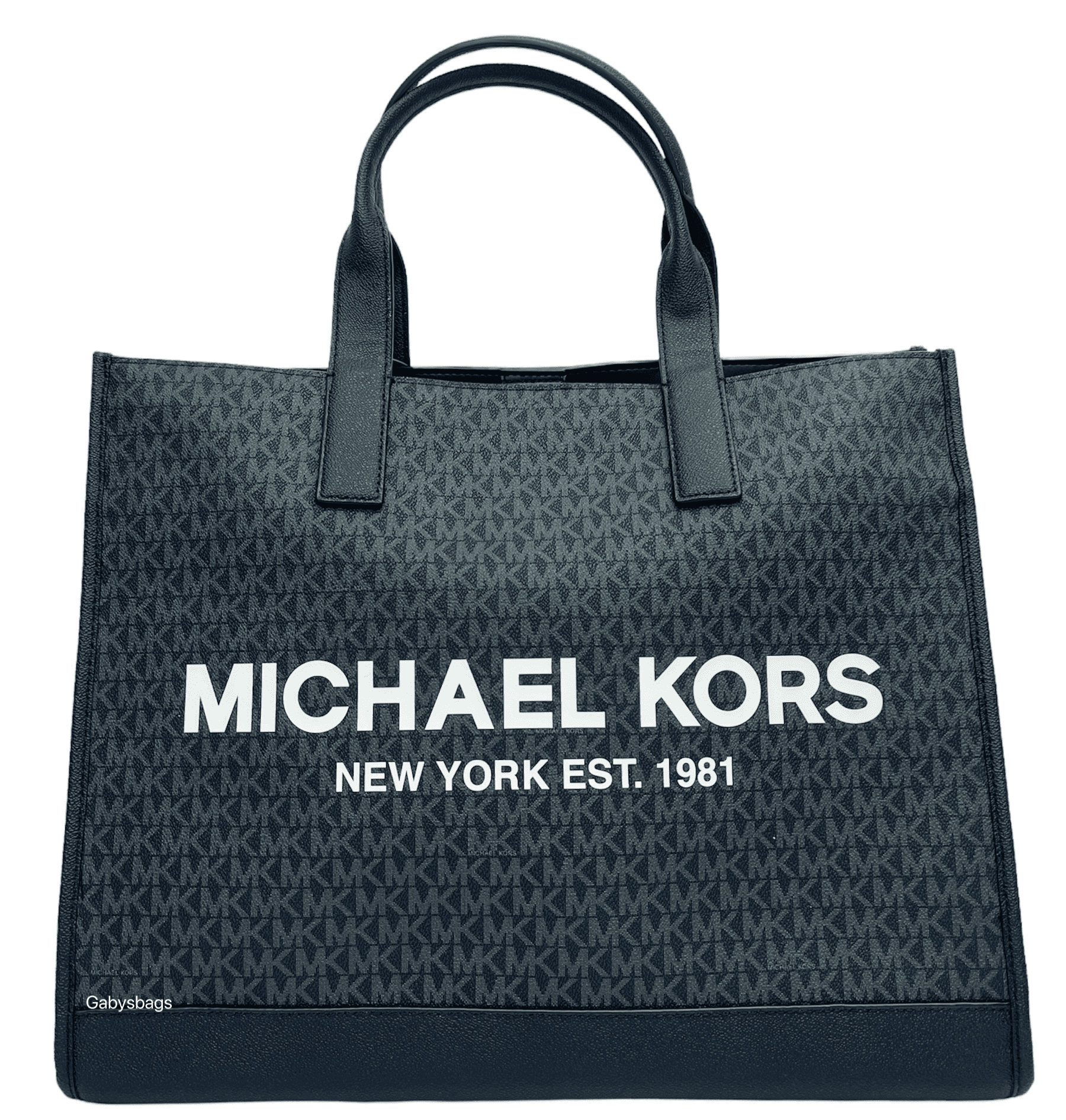 Michael Kors Cooper Unisex Structure Tote Black MK Signature Laptop Work Bag  
