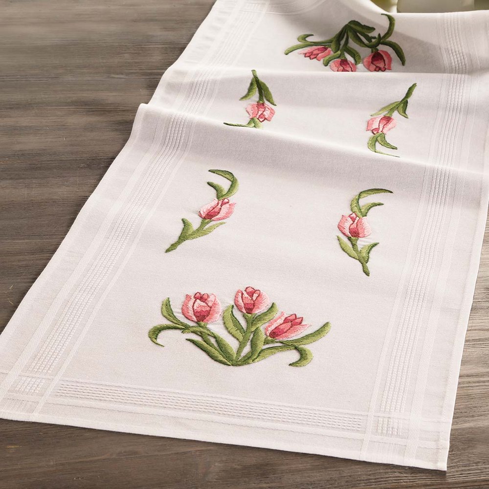 Herrschners® Pink Tulips Table Runner Stamped Embroidery Kit Walmart