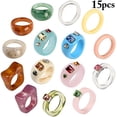 thumbnail image 2 of Resin Ring Fashion Transparent Acrylic Statement Ring Knuckle Ring Finger Ring, 2 of 10