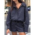 thumbnail image 6 of Gynyvoja Women Polka Dot Jacket Stand Collar Cropped Jackets Zip Up Coat Casual Spring Jacket with Pockets Navy Blue XS, 6 of 9