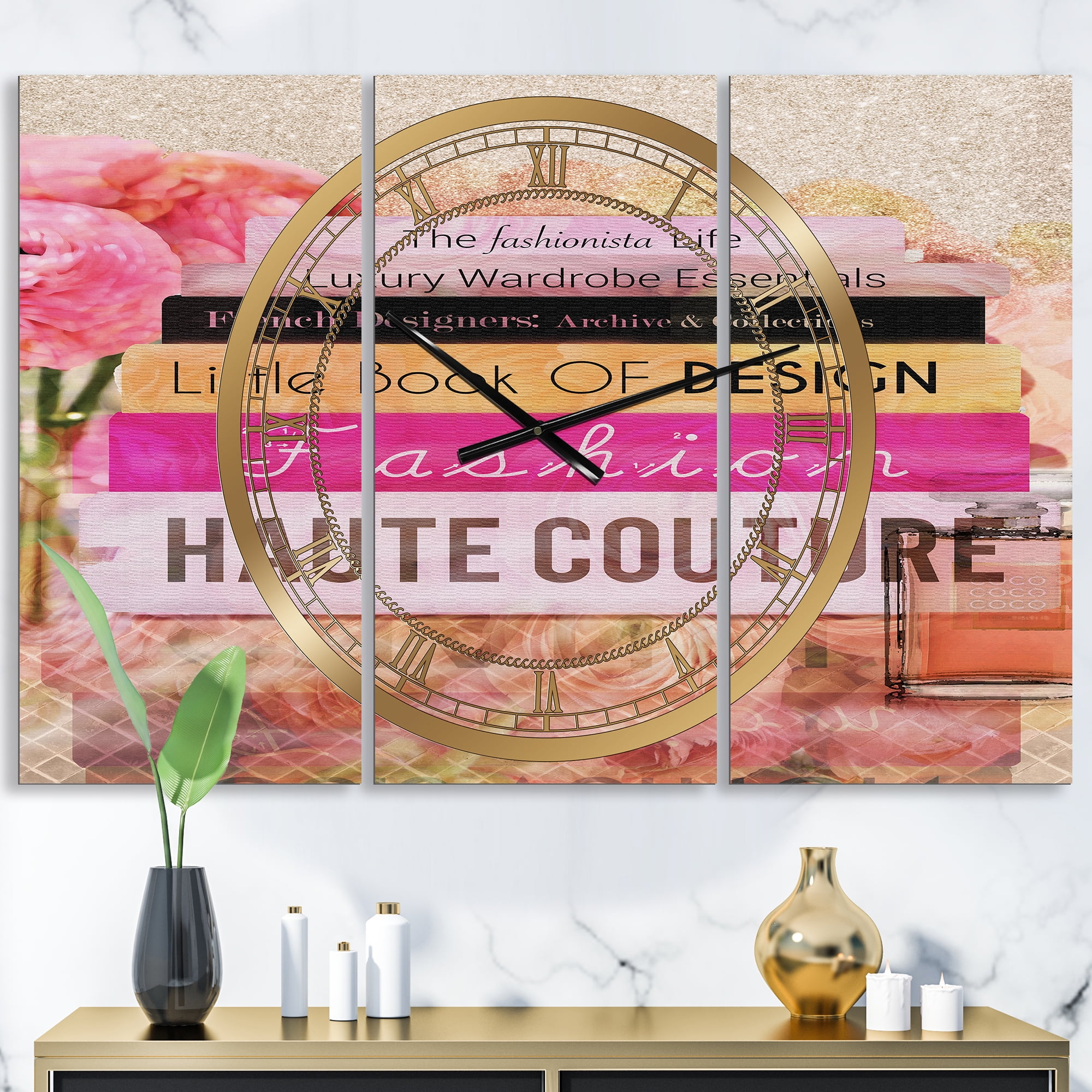 Designart 'Fashionista Reads' Oversized Fashion Wall Clock