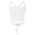 thumbnail image 6 of Public Womens Cropped Tank Tops Trendy Ribbed Sleeveless Square Neck Summer Basic Tops Causal Halter Slim Fit Cross Bandage Shirts White S, 6 of 7
