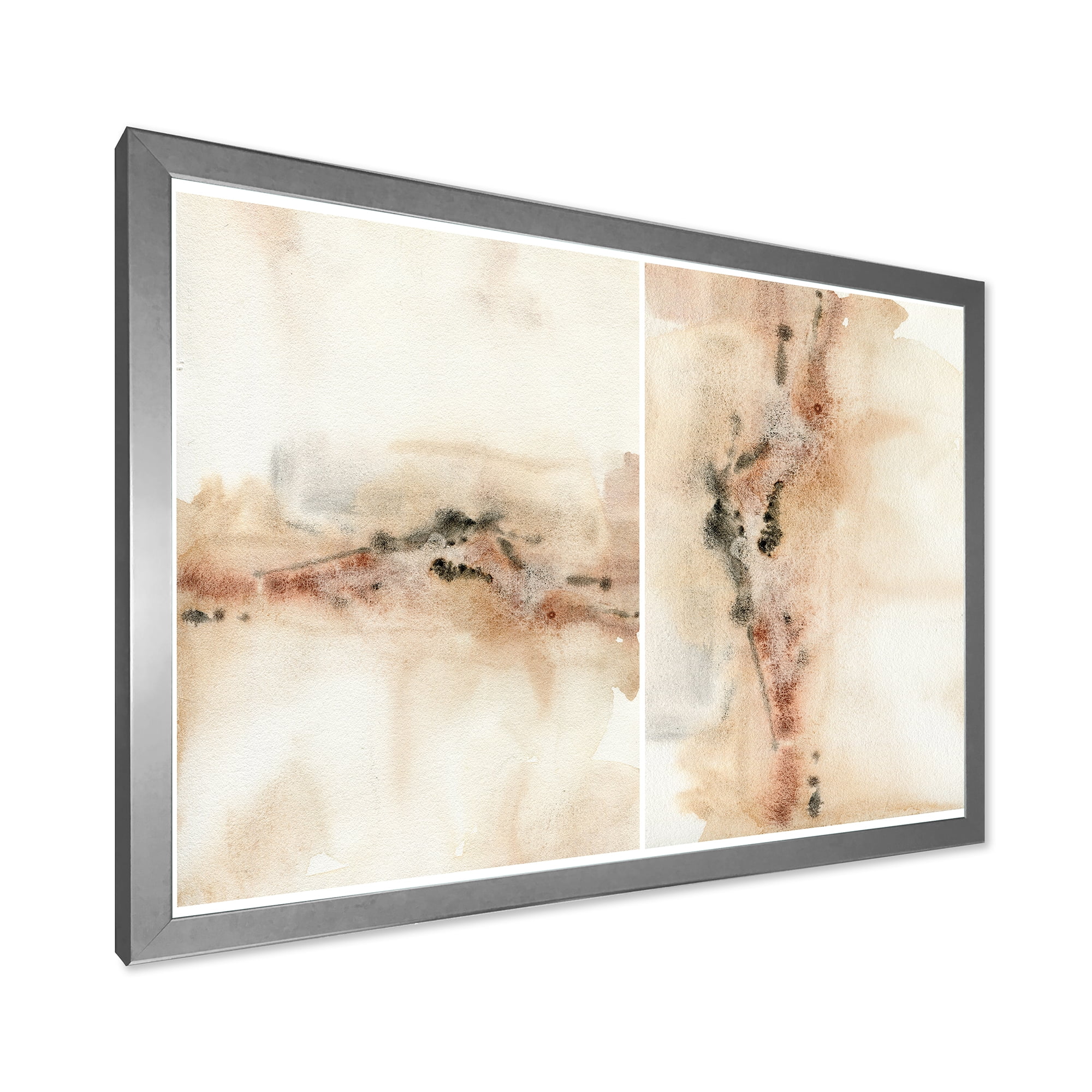 Designart 'Abstract Yelllow Red Beige and Pink Spots Pastel' Modern Framed Art Print