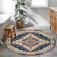 thumbnail image 3 of Round Rugs 3Ft, Orange Blue Southwestern Round Area Rug Washable Indoor Throw Carpet, Antique Boho Farmhouse Ethnic Small Non Slip Circle Rug for Bedroom Living Room Home Decor Aesthetic, 3 of 8