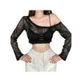 thumbnail image 2 of hirigin Women 2pcs Summer Tops Set Casual Cutout Camisole and Cold Shoulder Long Sleeve Crop Blouse for Streetwear Clubwear, 2 of 9