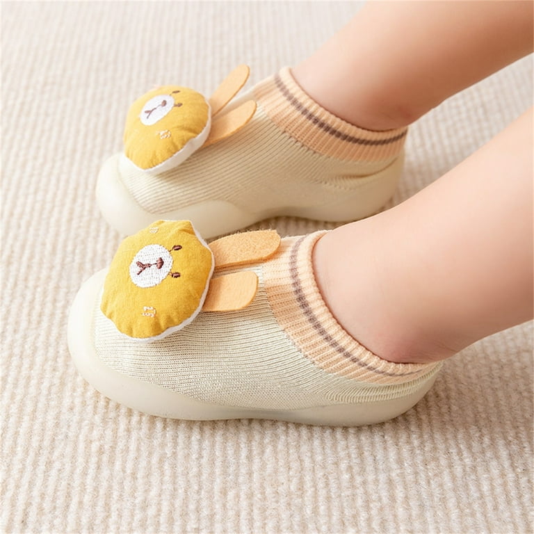 Worallymy Baby Indoor Sock Shoes Cotton Baby Girl Glue Soles Non-slip Soft  Socks 