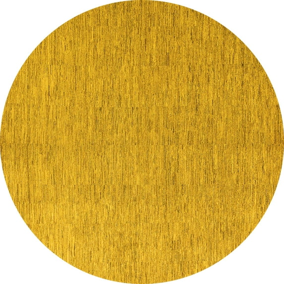 Ahgly Company Indoor Round Solid Yellow Modern Area Rugs, 5' Round