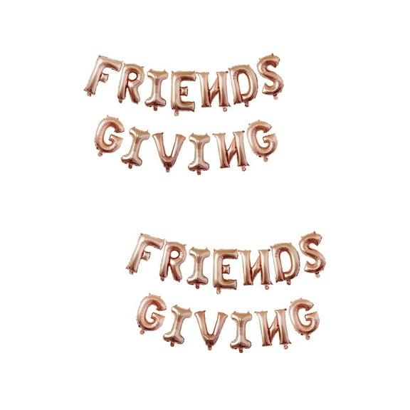 Masteelf 2-Pack 16in Aluminum Foil Balloons with Friendsgiving Banner Set for Party Decorations