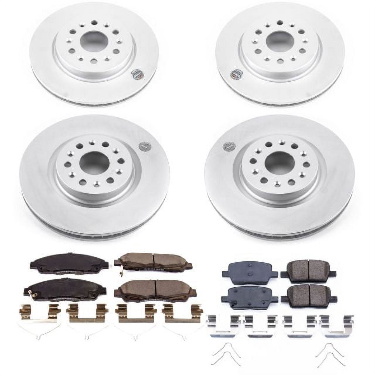 PowerStop Front and Rear Geomet Coated Brake Rotor and Pad Kit Fits: BUICK CADILLAC Select Models CRK7909