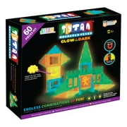 Tytan Glow in the Dark STEM Magnetic Toys Building Tiles v2.0 | UV Flashlight, Car & Bag - 60 Pieces