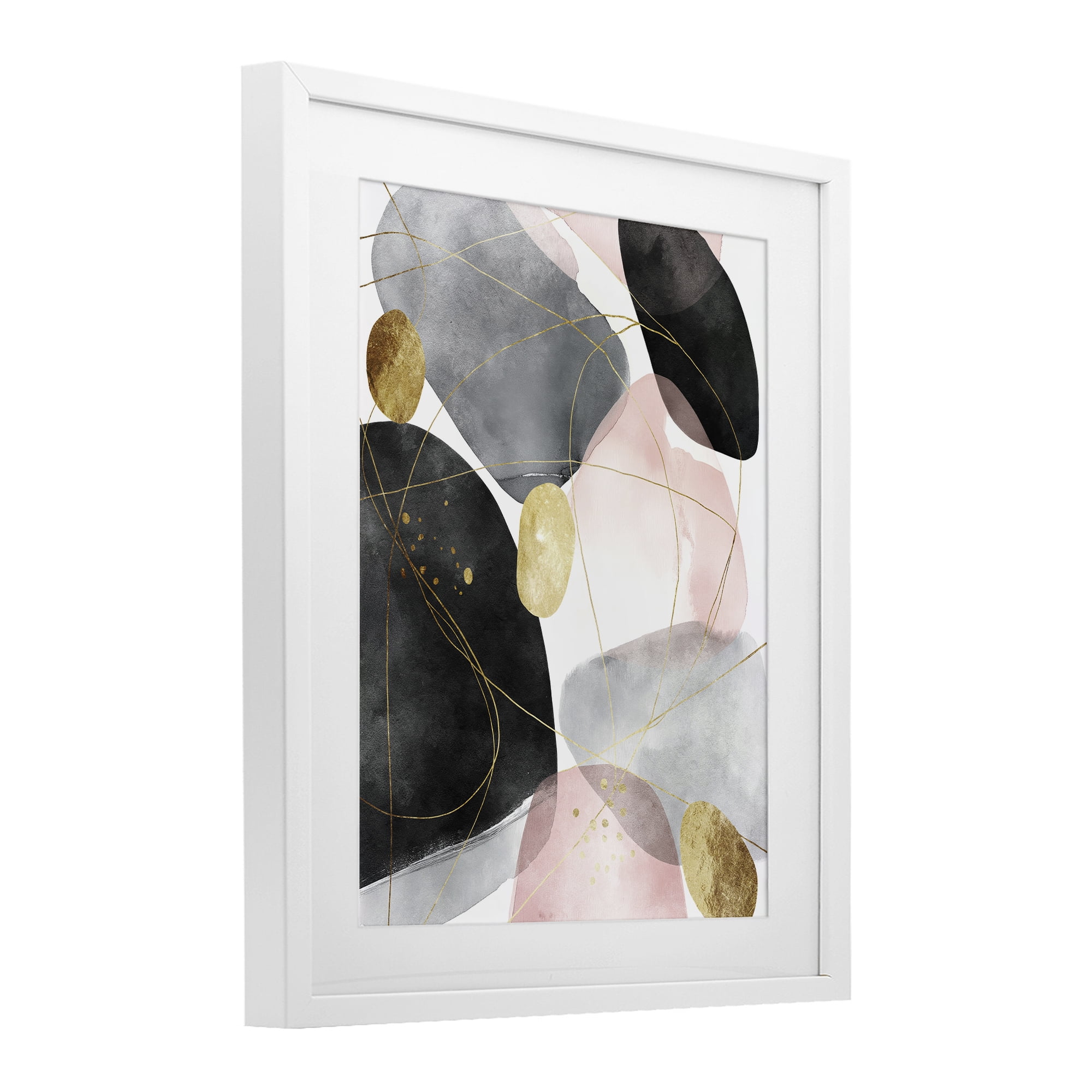 Stupell Industries Gilded Echoes Shapes White Framed Print Under Glass, design by Svetlana Aleynikova