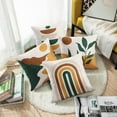 thumbnail image 2 of Boho Set of 4 Throw Pillow Covers Mid Century Bohemian Geometric Abstract Modern Decorative Pillow Cases Home Decor Standard Square 18x18 Inches Pillowcases, 2 of 6