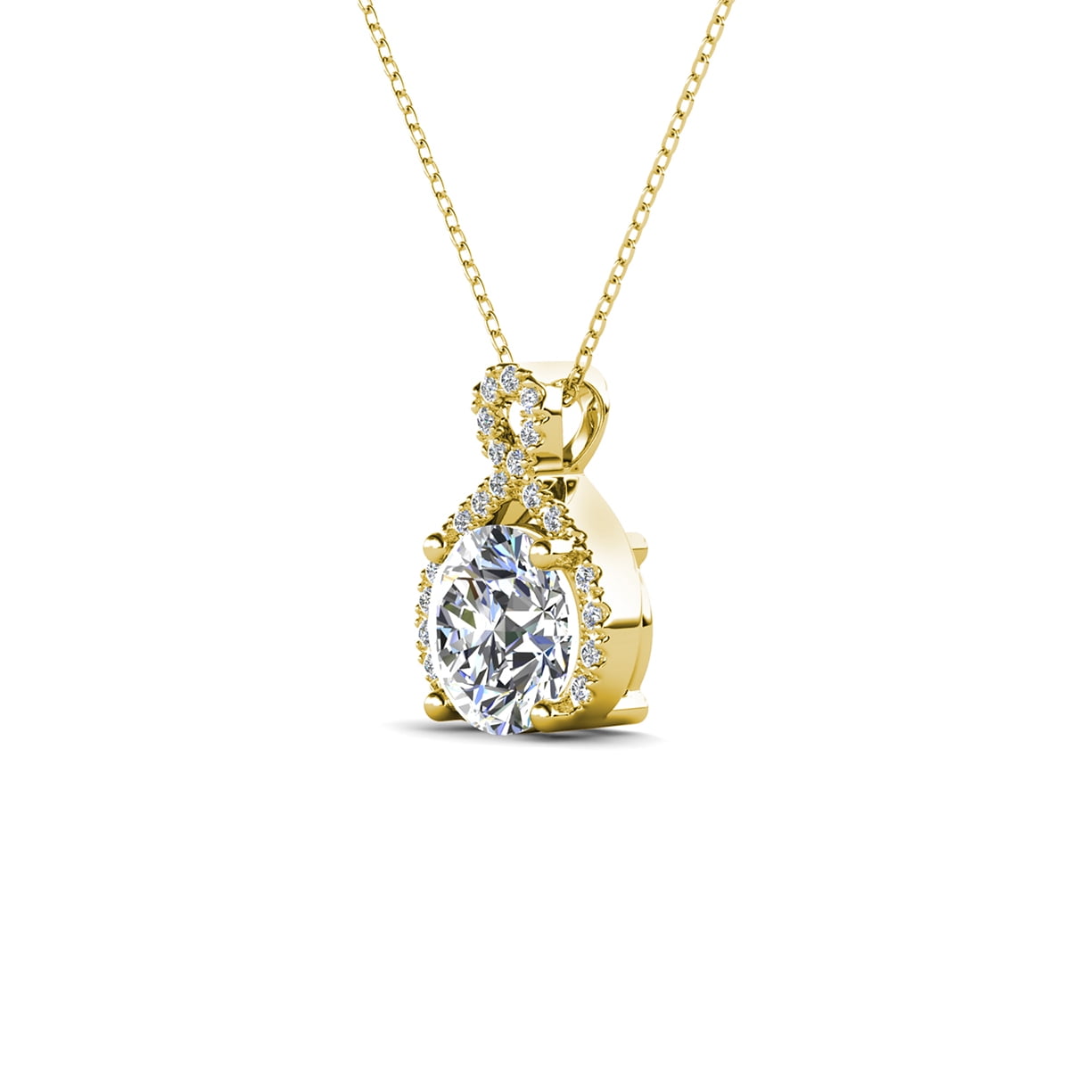 Cate & Chloe Alessandra 18k Yellow Gold Plated Necklace with Simulated Diamond Crystals for Women