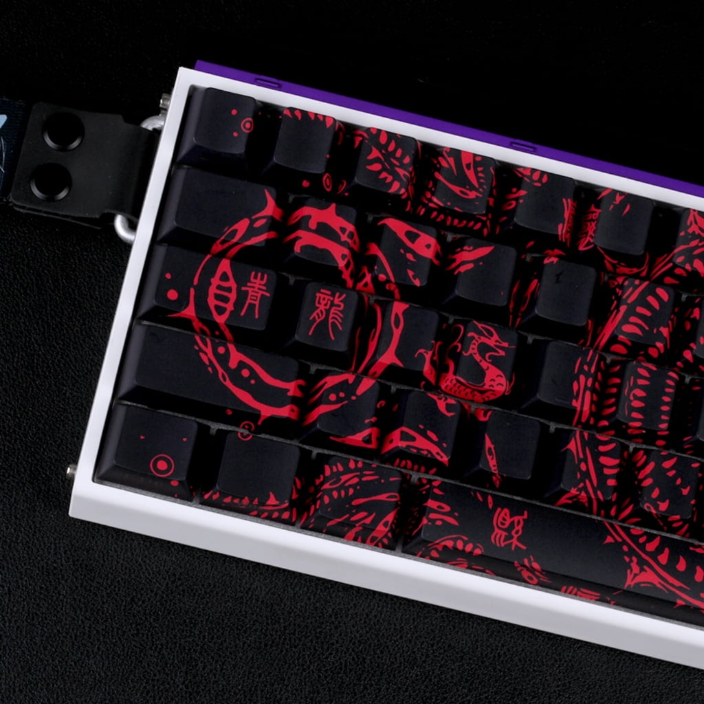 Side Printed Keycaps Intricate Pattern Theme for 60% 68% Mechanical Keyboards Heat Sublimation Printing