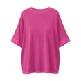 thumbnail image 5 of Womens Summer Shirts Plus Size Batwing Sleeve Versatile Neck Oversized Tshirts for Women Pink 5XL, 5 of 7