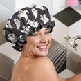 thumbnail image 5 of Shower Caps,Cute Halloween Ghosts Pattern Waterproof Shower Cap for Women 4 Pieces,Double Reusable Hair Cover for Shower PEVA Elastic Stretch Hem, 5 of 7