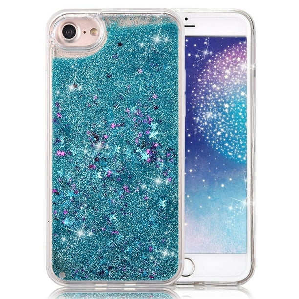 For Iphone 5 Iphone 5s Iphone Se Blue Floating Stars Liquid Waterfall Sparkle Glitter Quicksand Case Walmart Com Walmart Com
