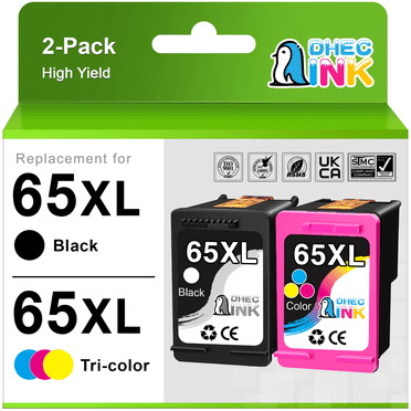 65XL Ink Cartridge Compatible for HP 65 Ink Cartridge for HP Ink 65 for Envy 5055 DeskJet 3772 3755 Printer Ink (2 Pack)