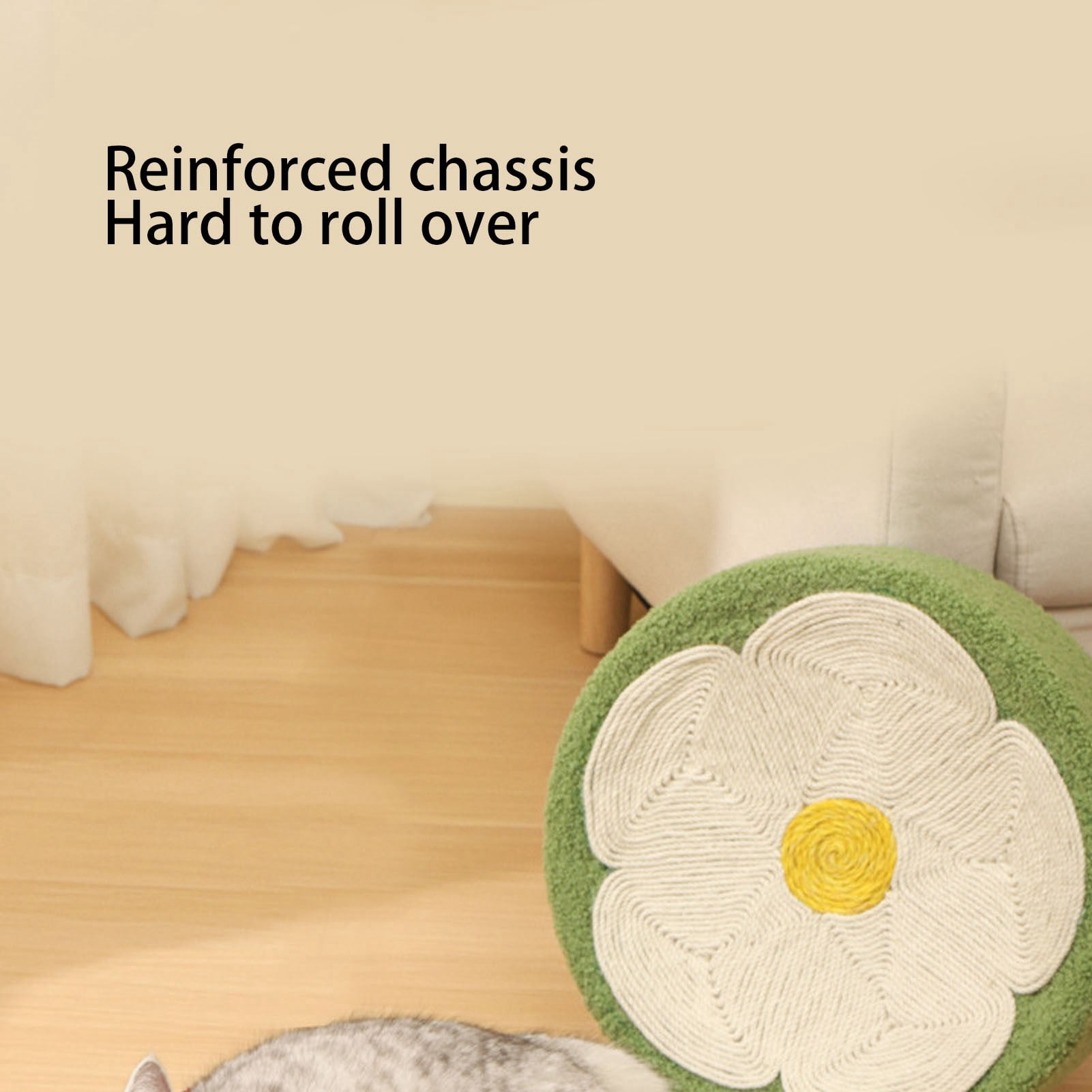 YAHHU Round Cat Scratcher Ergonomic Scratching Lounge Bed Sisal Pad for Indoor Cats Claw Grinding Flower Shape Pet Furniture (16.5 inches / 42 cm)