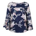 thumbnail image 3 of Women`s Multiple Color Fashion Smart Nature Round Collar Printing Long Sleeve Polyester blend Top(Pink,XL), 3 of 4