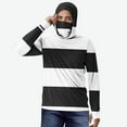 thumbnail image 2 of Fashion YLSDY Men's Sun Protection Hoodie Shirt with Face Mask Neck Gaiter Thumb Hole Striped Color Block Rash Guard Big&Tall Black M, 2 of 5