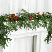 Artificial Norfolk Pine Garland, Real Touch Winter Pine Green, Christmas Decorations, 2 Pack, 6 Ft