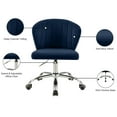 thumbnail image 2 of Meridian Furniture Finley Swivel Adjustable Navy Velvet and Chrome Office Chair, 2 of 7