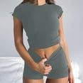 thumbnail image 6 of gbyLJF Two Piece Sets for Women Casual Short Sleeve T-shirts with High Waist Shorts Set 2 Piece Summer Sets, 6 of 9
