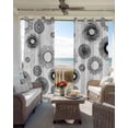 thumbnail image 4 of Geometric Black Blackout Curtains, Light Blocking Print Window Curtains, Abstract Grey White Boho Circle Dot Thermal Insulated Window Drapes for Living Room Kitchen Cafe 2 Panels, 104"W x 52"L, 4 of 9