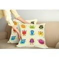 thumbnail image 2 of Ambesonne Alien Throw Pillow Cover 2 Pack, Colorful Monsters Funny Faces, 24", Cream and Multicolor, 2 of 7