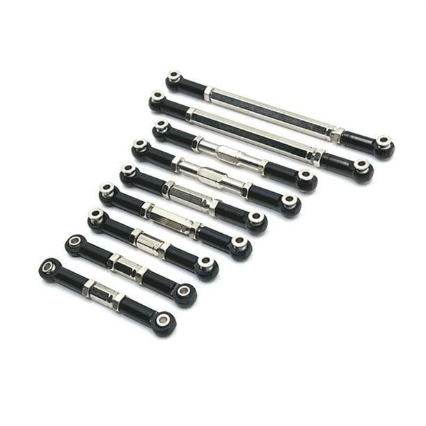 Bewildely Juego de 9 unidades de varillas de dirección de coche RC, surtido de varillas de tracción para vehículos, Kit surtido de reparación Kits de construcción modelo Negro